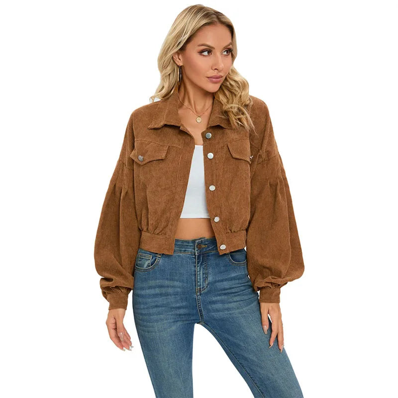 https://ae01.alicdn.com/kf/S56bdd476a1e1445a99e35b7ed9fd3f7af/2024-Spring-Autumn-Short-Coats-Corduroy-Women-s-Jacket-Single-Breasted-Turndown-Collar-Long-Lantern-Sleeves.jpg